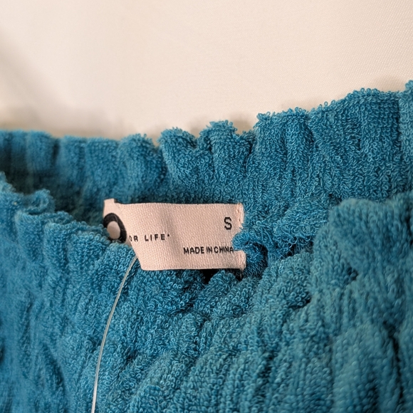 🔴5/$25 Teal Smocked Terry Cloth Camisole with Ruffled Edge - Picture 5 of 6